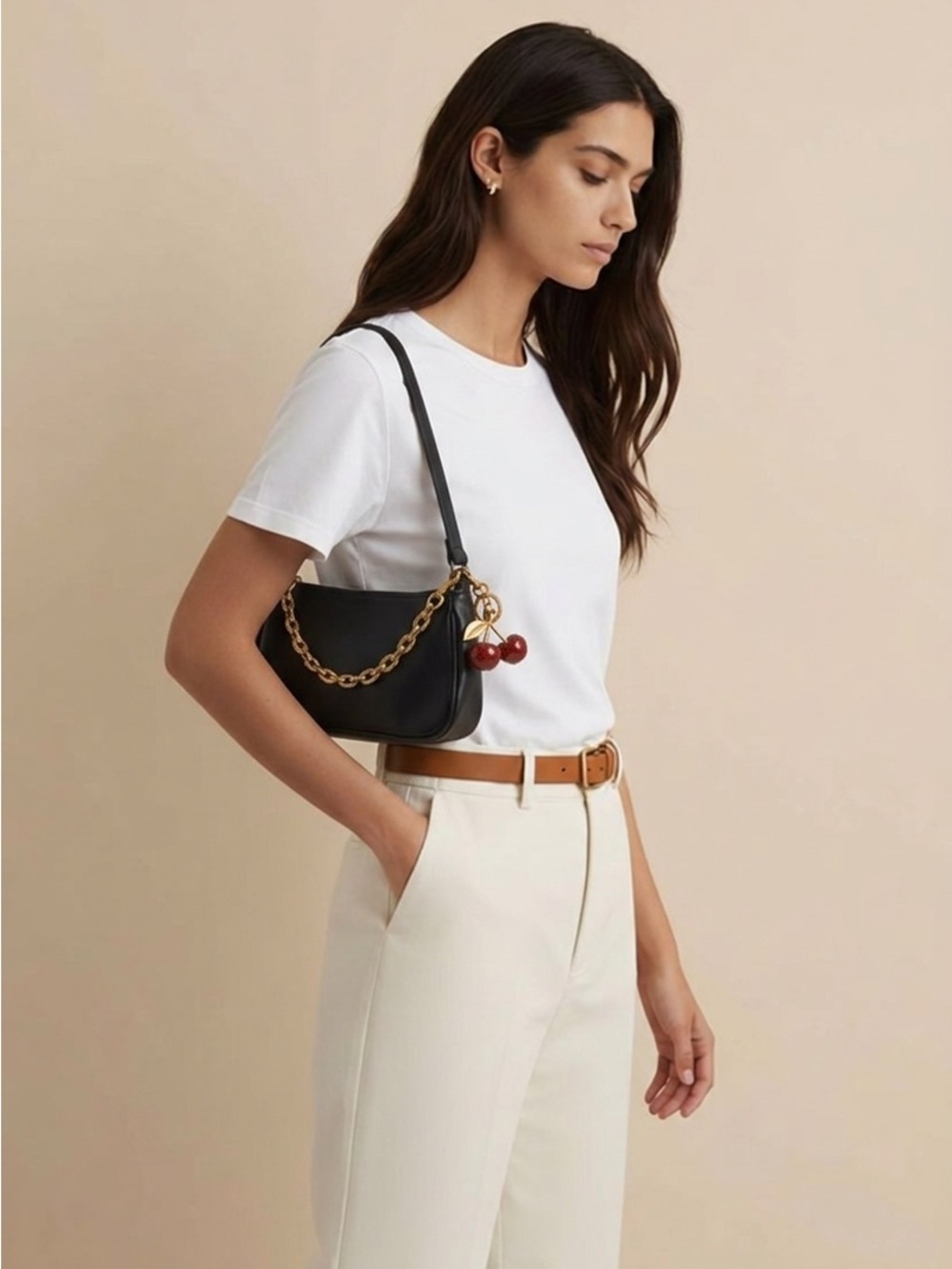 Wild Fable Black Shoulder Bag with Gold Chain